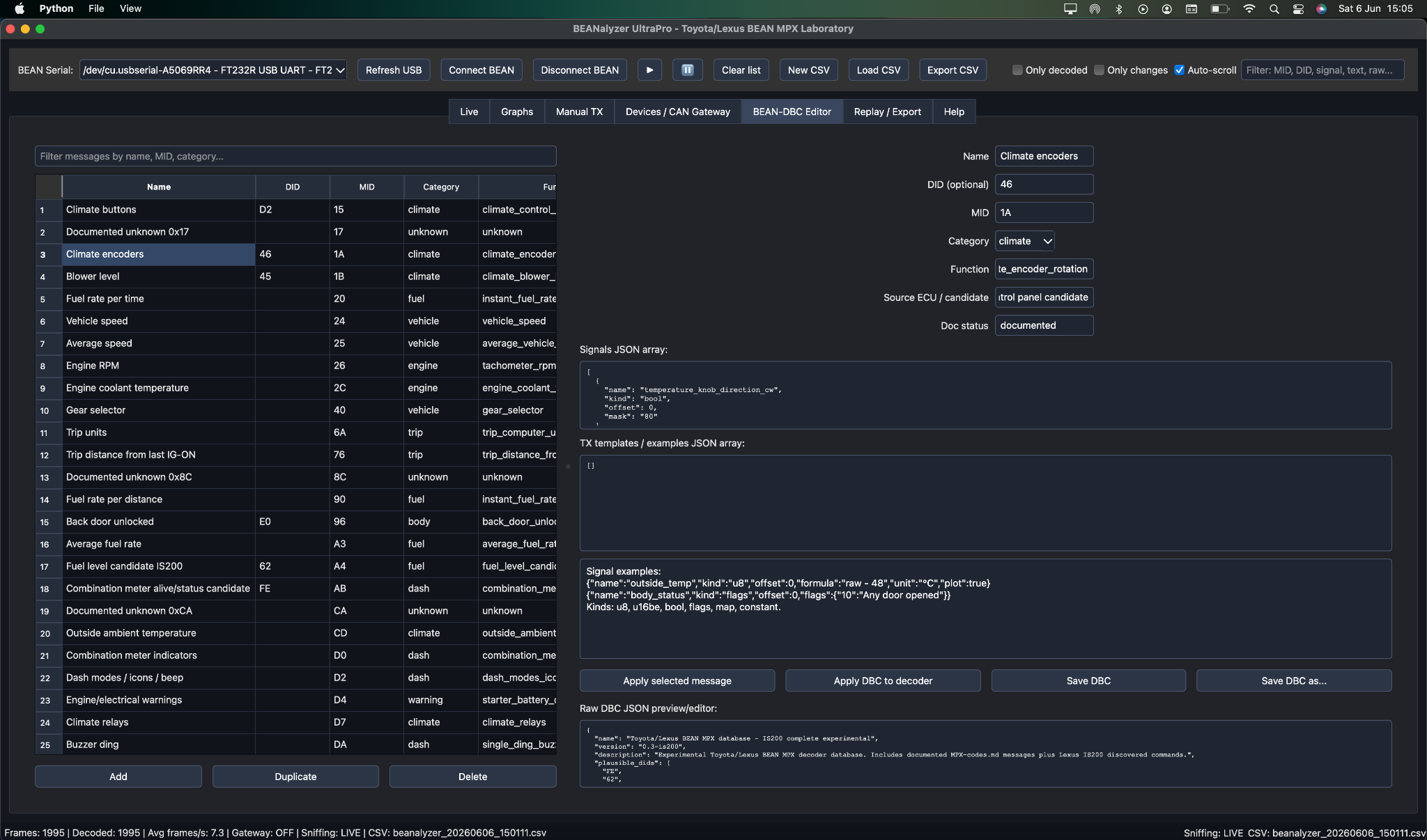 BEANalyzer UltraPro BEAN-DBC editor